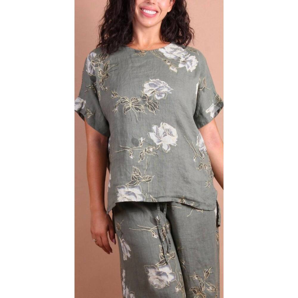 NEW GIGI MODA sanremo linen top in olive